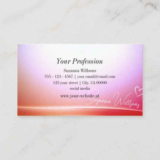 Mooie roze Lila Ombre gebogen Decor met Monogram Visitekaartje (Achterkant)