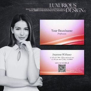 Mooie roze Lila Ombre gebogen Decor met QR-code Visitekaartje