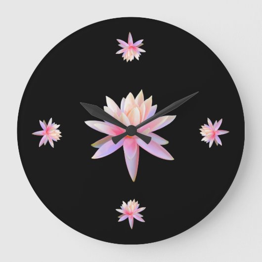 Mooie roze Lily Lotus Art Cool Trendy Unieke Grote Klok (Voorkant)