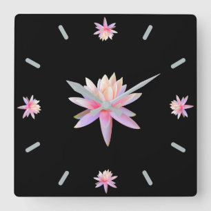 Mooie roze Lily Lotus Art Cool Trendy Unieke Vierkante Klok