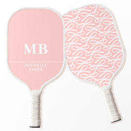 Mooie Roze Lint Boog Persoonlijke Monogram Pickleball Paddle