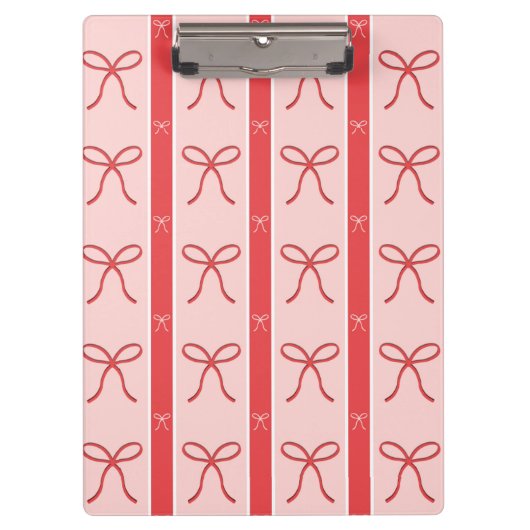 Mooie Roze Lint Gestreepte Patroon Klembord (Voorkant)