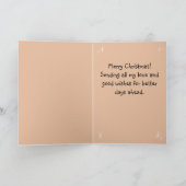 Mooie Roze Lint Hondje & Gelukkig Kerstmis Unieke Kaart (Binnen)