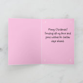 Mooie Roze Lint Hondje & Gelukkig Kerstmis Unieke Kaart (Binnen)