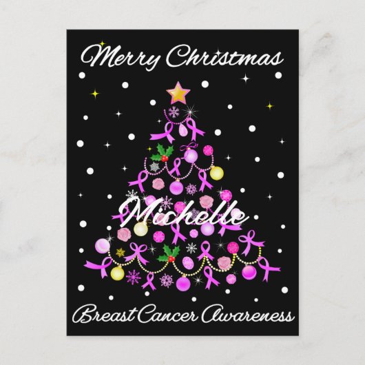 Mooie roze lint kerstboom briefkaart (Voorkant)