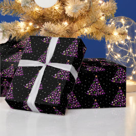 Mooie roze lint kerstboom cadeaupapier