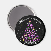 Mooie roze lint kerstboom magneet (Voorkant / Achterkant)