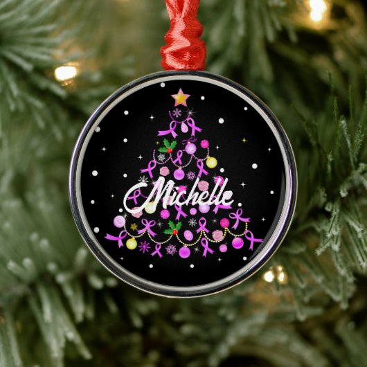 Mooie roze lint kerstboom metalen ornament (Boom)