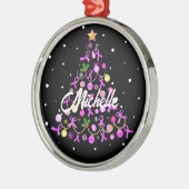 Mooie roze lint kerstboom metalen ornament (Links)