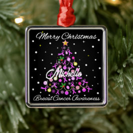 Mooie roze lint kerstboom metalen ornament