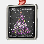 Mooie roze lint kerstboom metalen ornament (Links)