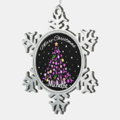 Mooie roze lint kerstboom tin sneeuwvlok ornament (Rechts)