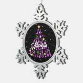 Mooie roze lint kerstboom tin sneeuwvlok ornament (Rechts)