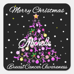 Mooie roze lint kerstboom vierkante sticker