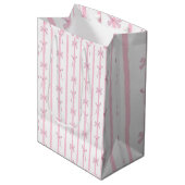 Mooie Roze Lint Streep Medium Cadeauzakje (Voorkant Gekanteld)