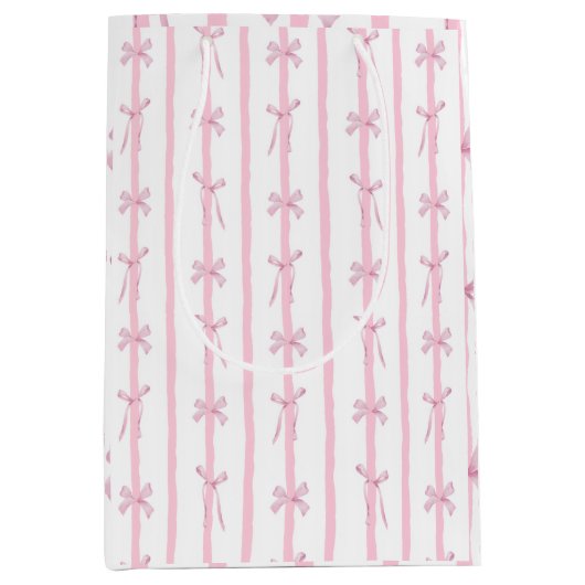 Mooie Roze Lint Streep Medium Cadeauzakje (Voorkant)