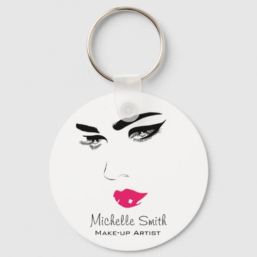 Mooie roze lippen make-up artiest branding sleutelhanger (Voorkant)