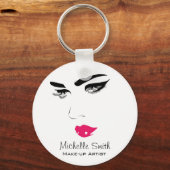 Mooie roze lippen make-up artiest branding sleutelhanger (Voorkant)