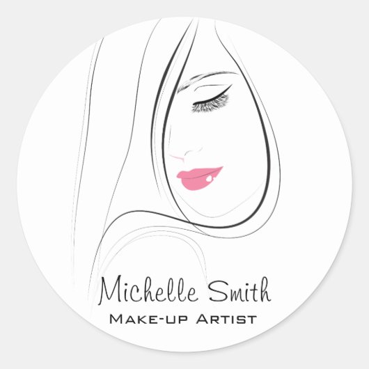 Mooie roze lippen vormen het merk kunstenaar ronde sticker (Voorkant)