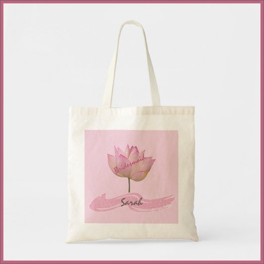 Mooie roze Lotus Flower Bridesmaid Canvas tas