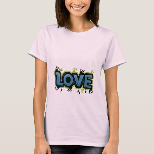 Mooie Roze LOVE Graffiti T-shirt  (Voorkant)