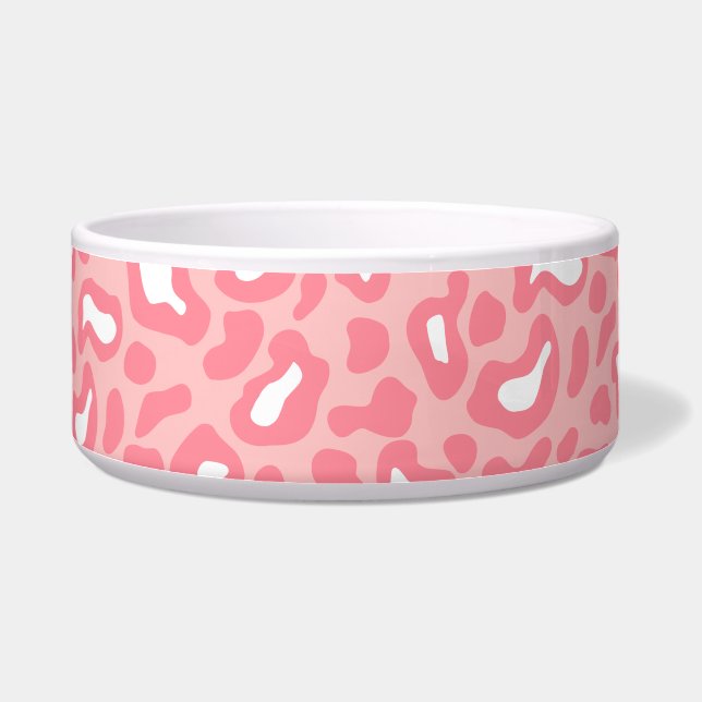 Mooie Roze Luipaard Huisdier Kom (Links)