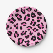 Mooie roze luipaardhuid print feest papieren bord (Voorkant)
