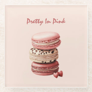 Mooie Roze Macaron Koekjes Glazen Onderzetter
