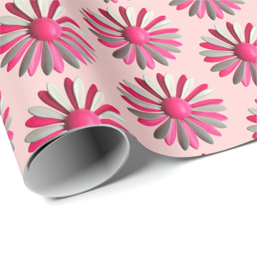 Mooie Roze Madeliefjes Bloemenspelden Lente Zomer  Cadeaupapier (Rol Hoek)