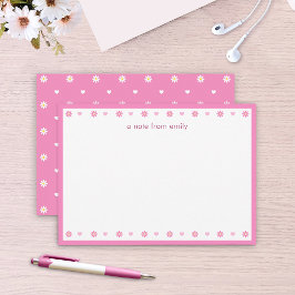 Mooie Roze Madeliefjes & Hartjes Persoonlijke Noti Notitiekaartje