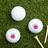 Mooie roze madeliefjesbloem aangepaste naam dames golfballen (Insitu Gras)