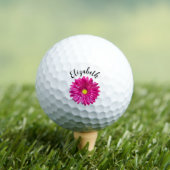 Mooie roze madeliefjesbloem aangepaste naam dames golfballen (Insitu Shirt)