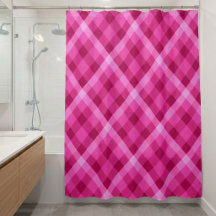 Mooie Roze Magenta Geruite Badgordijn