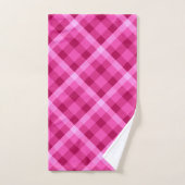 Mooie roze magenta geruite badhanddoek set bad handdoek (Handdoek)