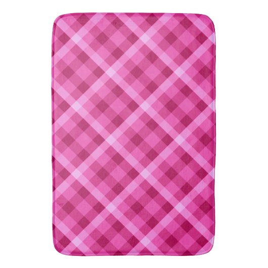 Mooie roze magenta geruite grote badmat (Voorkant Verticaal)