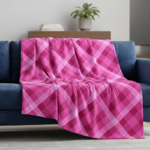Mooie Roze Magenta Geruite Grote Fleece Deken
