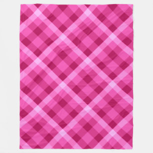Mooie roze magenta geruite grote fleece deken