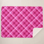 Mooie roze magenta geruite grote sherpa deken (Voorkant (horizontaal))