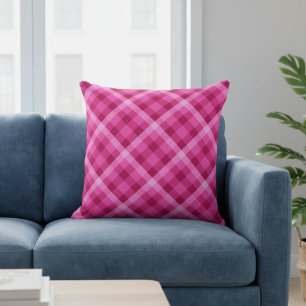 Mooie Roze Magenta Geruite Grote Worp Kussen