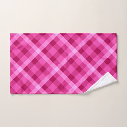 Mooie roze magenta geruite handdoek (Handdoek)