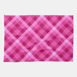 Mooie roze magenta geruite keukenhanddoek