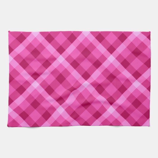 Mooie roze magenta geruite keukenhanddoek (Horizontaal)