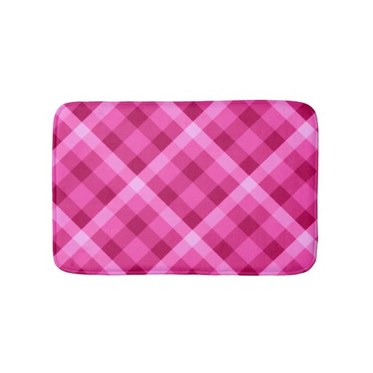 Mooie roze magenta geruite kleine badmat (Voorkant)