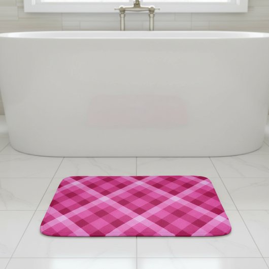Mooie Roze Magenta Geruite Kleine Badmat