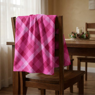 Mooie Roze Magenta Geruite Kleine Fleece Deken