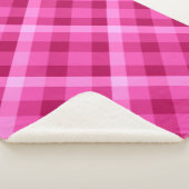 Mooie roze magenta geruite kleine sherpa deken (3/4)