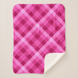 Mooie roze magenta geruite kleine sherpa deken