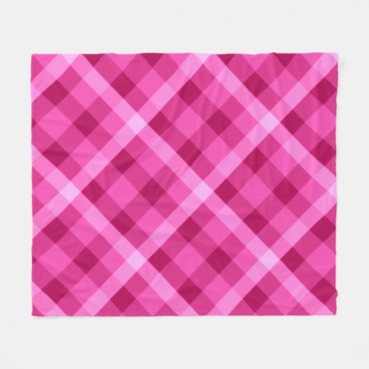 Mooie roze magenta geruite medium fleece deken (Voorkant (Horizontaal))