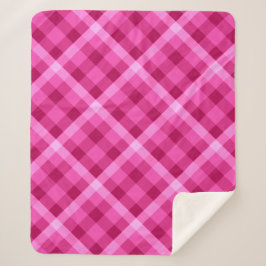 Mooie roze magenta geruite medium sherpa deken