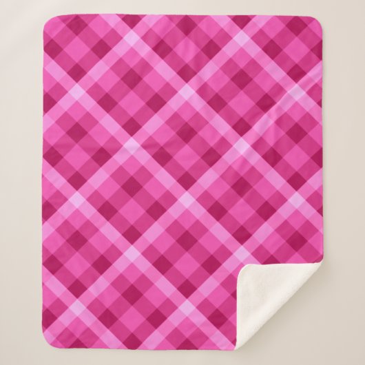 Mooie roze magenta geruite medium sherpa deken (Voorkant)